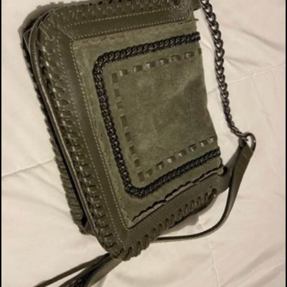 Zara genuine leather olive cross body chain bag